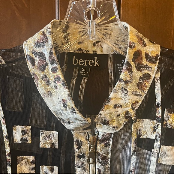 NWT Berek Black/Gold Partially Sheer Party Jacket with Zipper Closure, Size XL - Picture 3 of 5